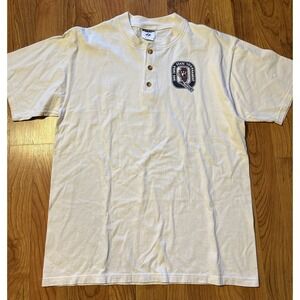 Vintage Jerzees 1999 IWBA Bowling State Tournament Mens L White Henley Polo